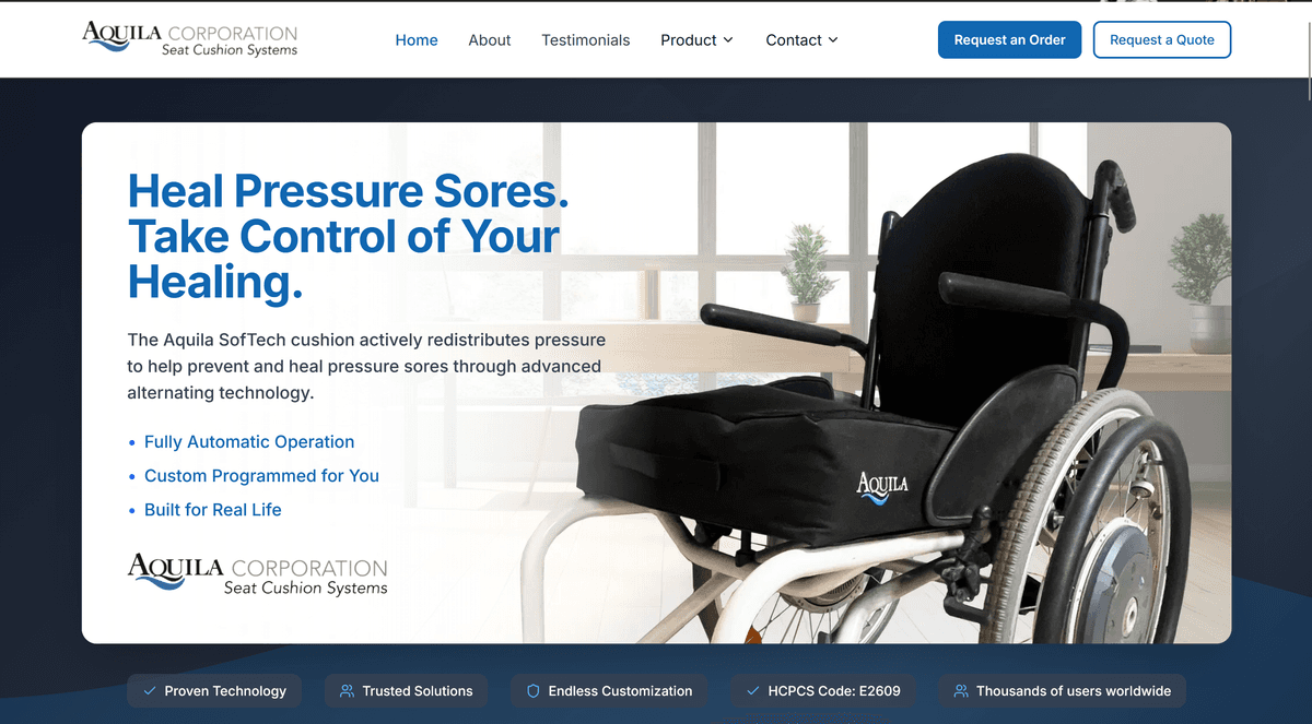 Aquila Corporation — Medical Products website by Leads to Sales