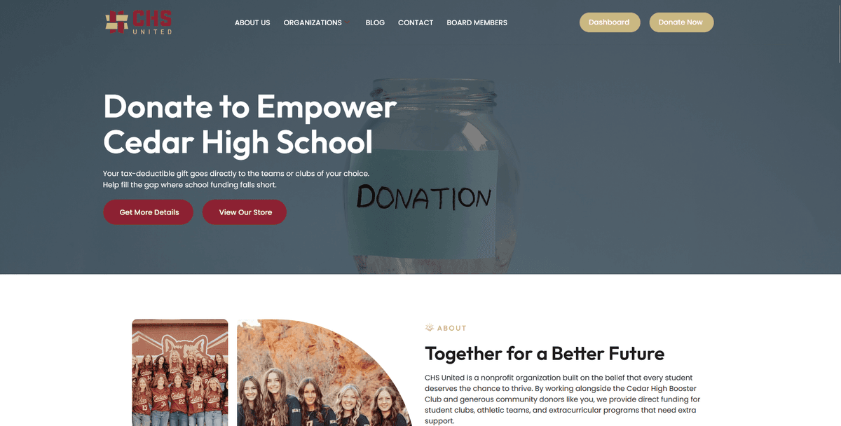 CHS United — Nonprofit Organization website by Leads to Sales