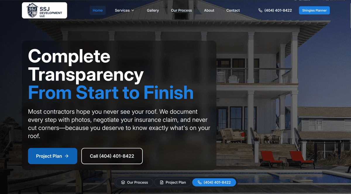 SSJ Development LLC — Roofing Contractor website by Leads to Sales