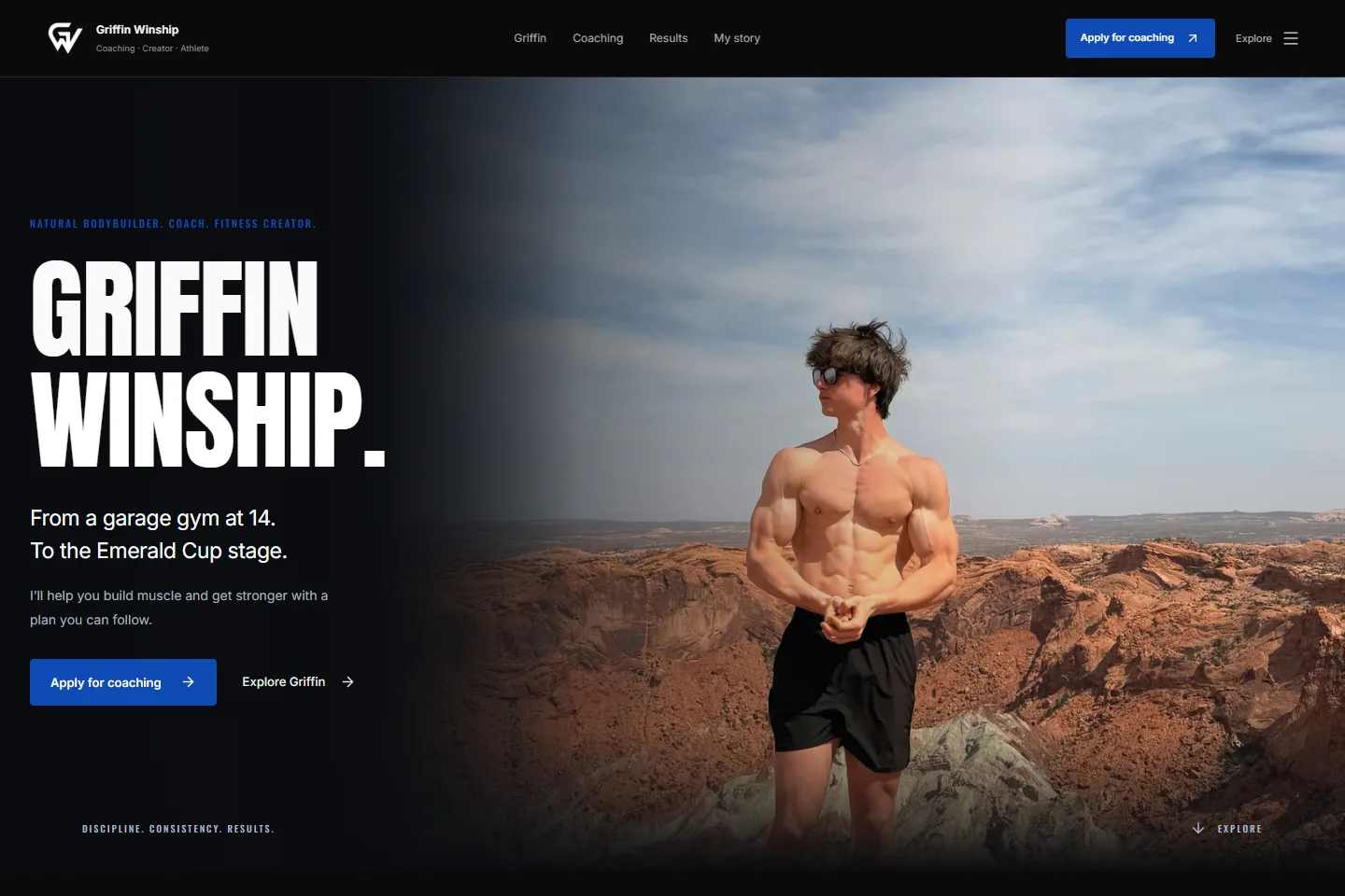 Griffin Winship Coaching public homepage desktop view, inspected September 30, 2026.