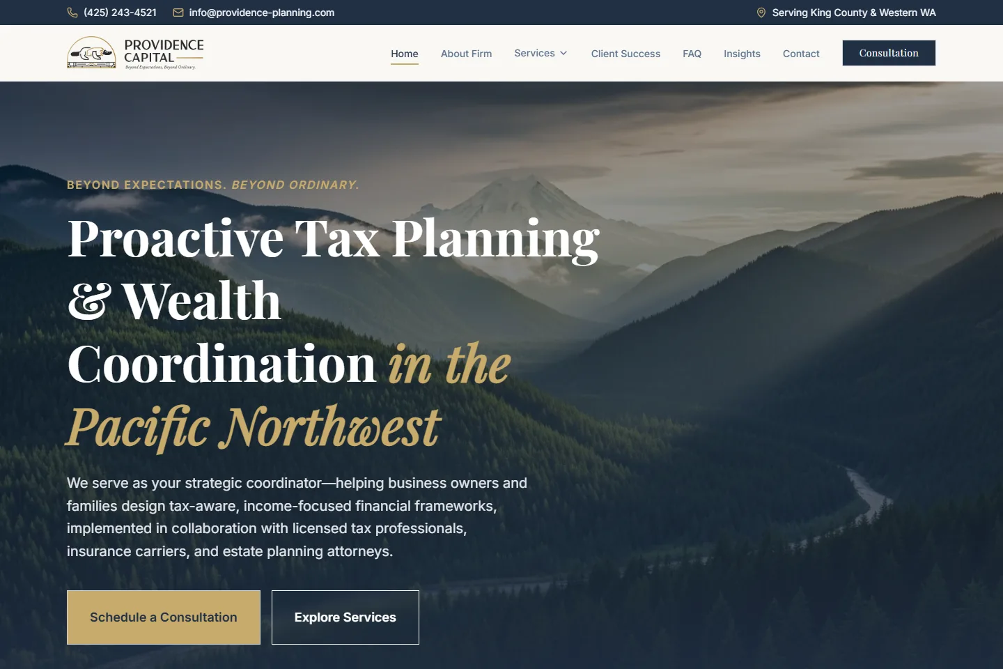 Providence Capital public homepage desktop view, inspected September 30, 2026.
